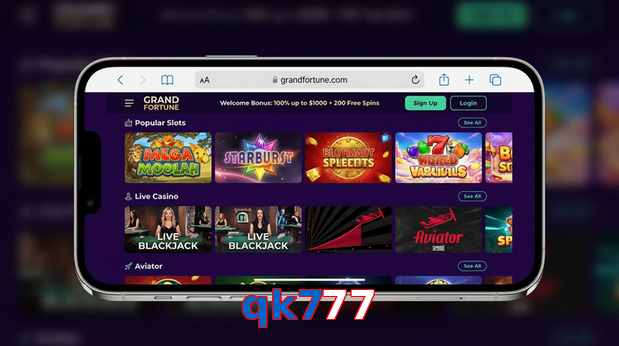 Main screen of Qk777 ios page for PK players